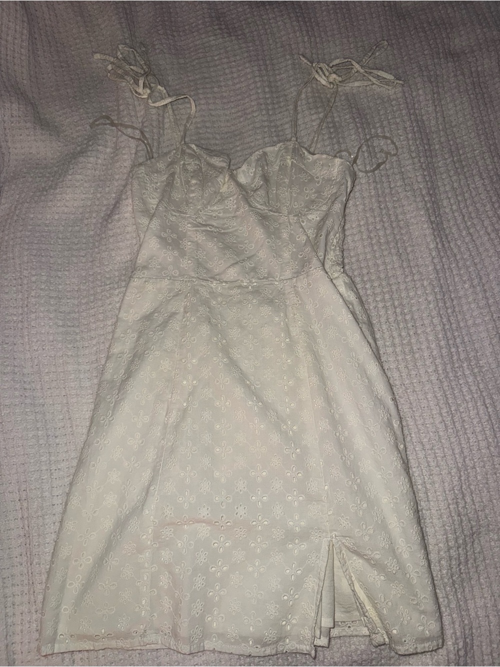 Aeropostale White Eyelet Tie-Shoulder Mini Dress